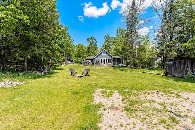 9071 Doemel Ln, Pickerel, WI 54465 - view of grassy yard featuring a shed