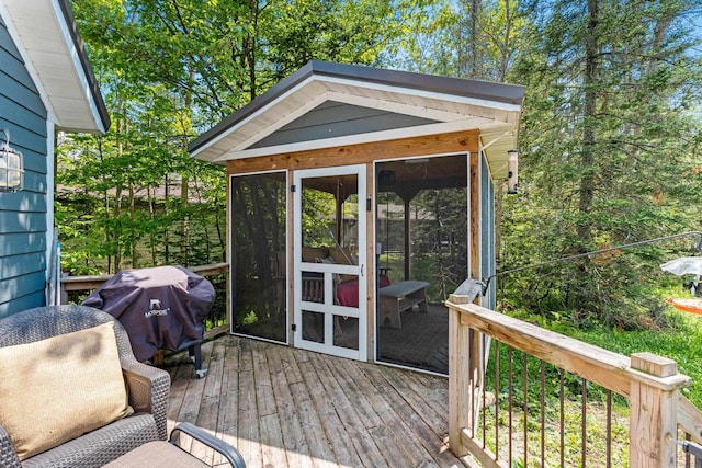 9071 Doemel Ln, Pickerel, WI 54465 - wooden terrace with grilling area