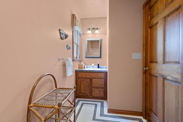 1020 Victorian Ln, Plover, WI 54467 - bathroom with vanity and tile patterned floors