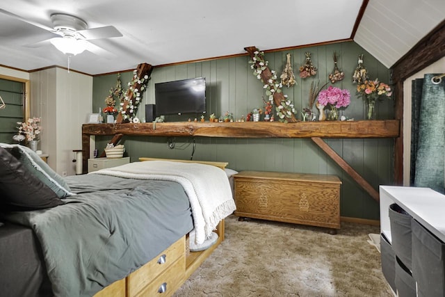 3933 Lovers Ln Unit 3935, 3937, 3939, 39, Slinger, WI 53086 - carpeted bedroom featuring ceiling fan and vaulted ceiling