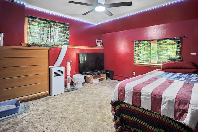 3933 Lovers Ln Unit 3935, 3937, 3939, 39, Slinger, WI 53086 - bedroom with carpet, a baseboard heating unit, and ceiling fan