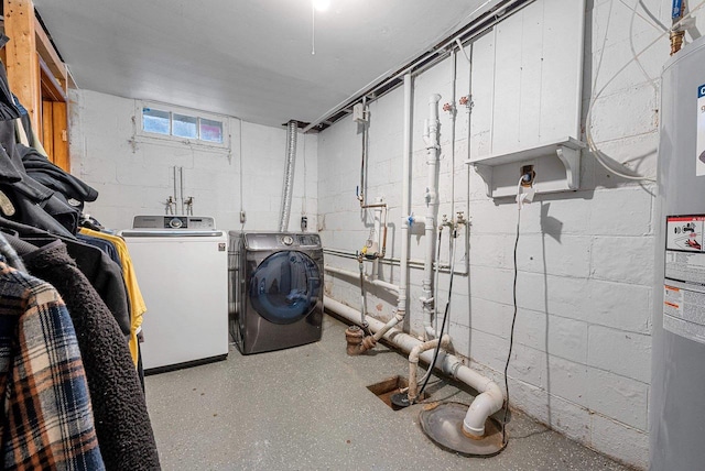 210 S Summit St, Appleton, WI 54914 - below grade area featuring separate washer and dryer, concrete block wall, and water heater