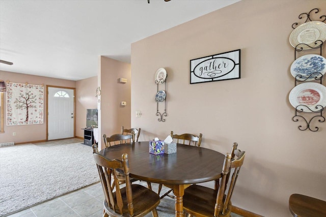 197 Juniper Ave, Brodhead, WI 53520 - dining space with light tile patterned floors and ceiling fan