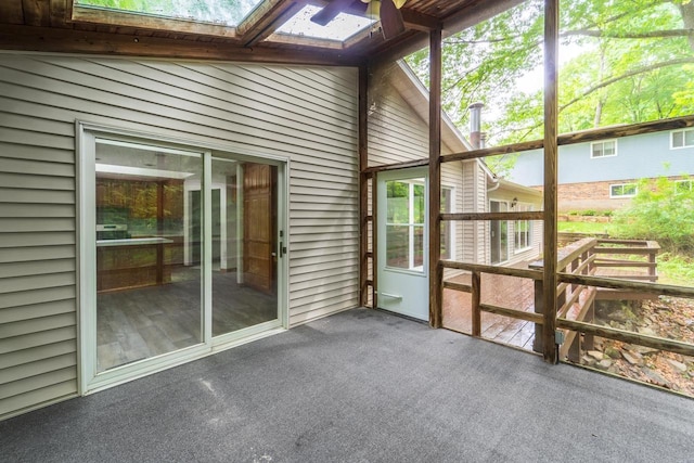1705 Stark St, Wausau, WI 54403 - unfurnished sunroom with a skylight and vaulted ceiling