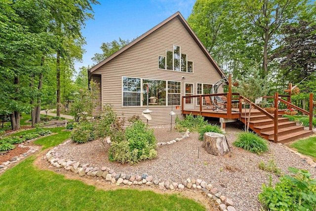 N5730 Parkway Rd, Pound, WI 54161 - back of property with a deck