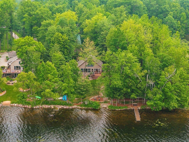 N5730 Parkway Rd, Pound, WI 54161 - view from above of property featuring a nearby body of water and a heavily wooded area