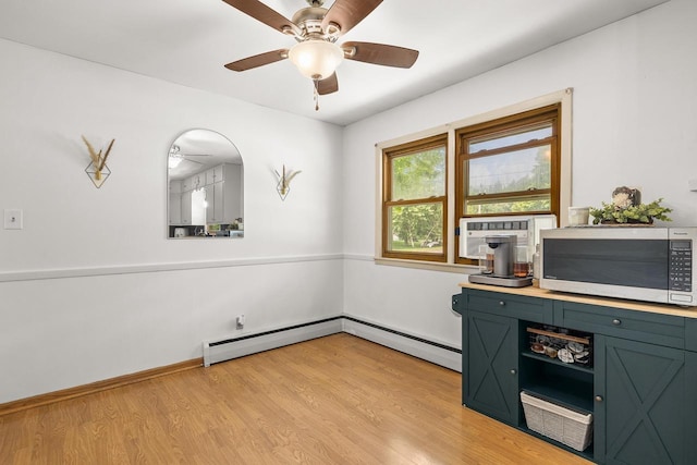 551 Market Ave, Port Edwards, WI 54469 - unfurnished office featuring a ceiling fan, light wood-style flooring, and a baseboard heating unit