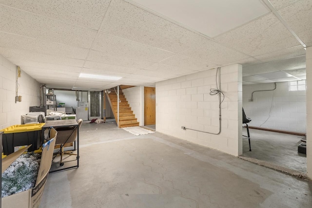 551 Market Ave, Port Edwards, WI 54469 - finished below grade area featuring concrete block wall, stairway, and a paneled ceiling