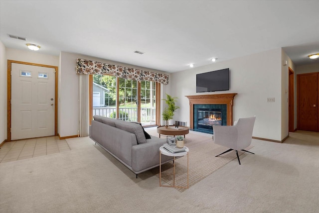 1819 Sumac Ct Unit A, Grafton, WI 53024 - living room featuring light colored carpet and a glass covered fireplace
