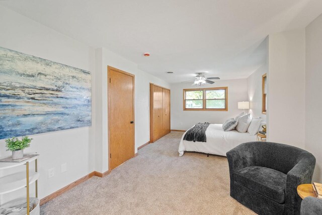 4326 Taylor Ave, Mount Pleasant, WI 53405 - bedroom with carpet floors, multiple closets, and ceiling fan
