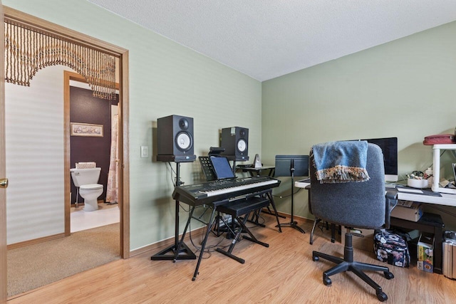 12129 221st Ave, Bristol, WI 53104 - office featuring wood finished floors, a textured ceiling, and lofted ceiling