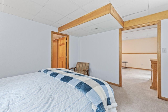 12129 221st Ave, Bristol, WI 53104 - bedroom featuring light carpet and a drop ceiling