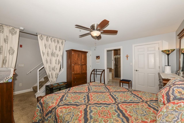 1515 N Van Buren St Unit 414, Milwaukee, WI 53202 - carpeted bedroom featuring ceiling fan and connected bathroom