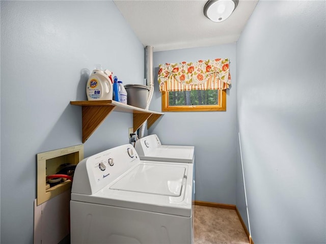 3709 Half Moon Cir, Danbury, WI 54830 - laundry room with washer and dryer and light colored carpet