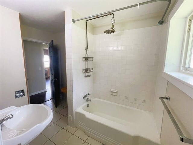 628 W Cedar St, Chippewa Falls, WI 54729 - bathroom with shower / bath combination and tile patterned flooring