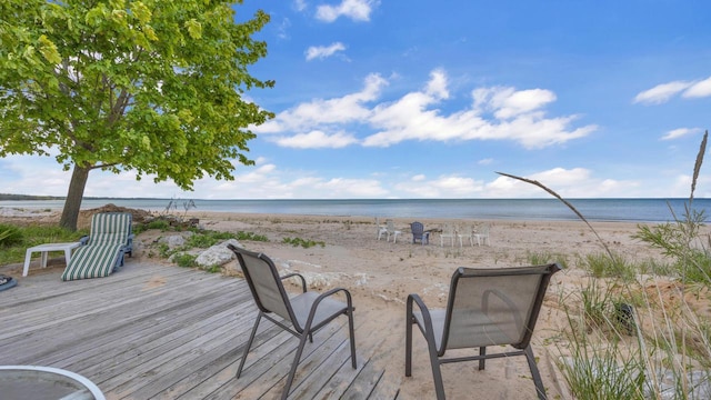 N133 Surfside Dr, Cedar Grove, WI 53013 - wooden deck with view of water and beach