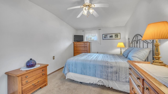 N133 Surfside Dr, Cedar Grove, WI 53013 - bedroom with lofted ceiling, light carpet, and a ceiling fan