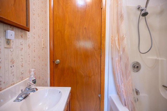 N8244 Woodland Trl, New Lisbon, WI 53950 - bathroom with shower / bath combo with shower curtain and vanity