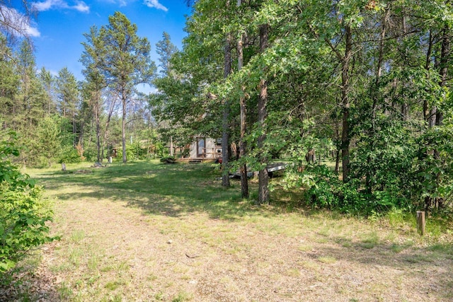 N8244 Woodland Trl, New Lisbon, WI 53950 - view of green lawn featuring a wooden deck