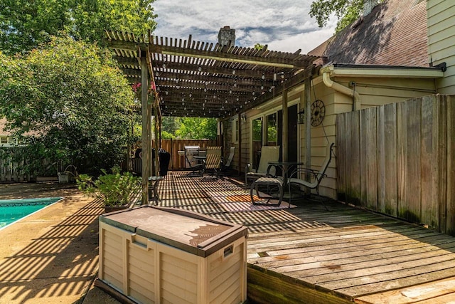 1329 23rd Ave, Monroe, WI 53566 - deck with a fenced backyard, a pergola, and a patio