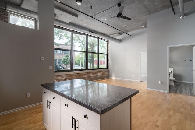 1924 N Hubbard St Unit 109, Milwaukee, WI 53212 - kitchen with light wood finished floors, dark countertops, and ceiling fan