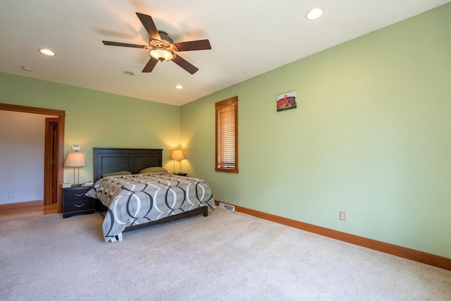 303 Rimrock Rd, Wausau, WI 54401 - carpeted bedroom with recessed lighting and a ceiling fan