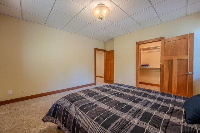 303 Rimrock Rd, Wausau, WI 54401 - bedroom with carpet, a closet, a paneled ceiling, and a walk in closet