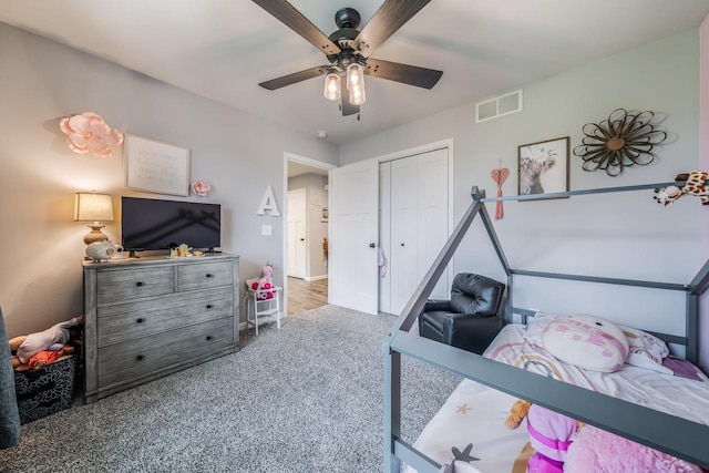 N3366 Flynn Dr, Montello, WI 53949 - carpeted bedroom with a closet and ceiling fan