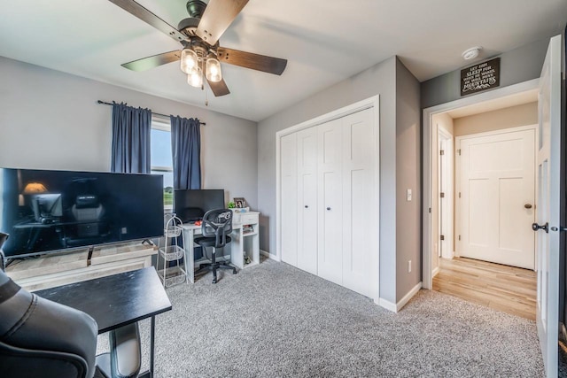 N3366 Flynn Dr, Montello, WI 53949 - carpeted office space with a ceiling fan and baseboards