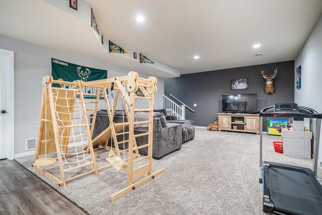 N3366 Flynn Dr, Montello, WI 53949 - living area with recessed lighting and baseboards
