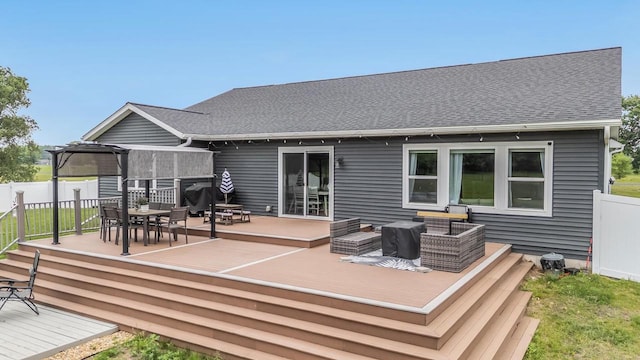 N3366 Flynn Dr, Montello, WI 53949 - wooden deck with outdoor dining space