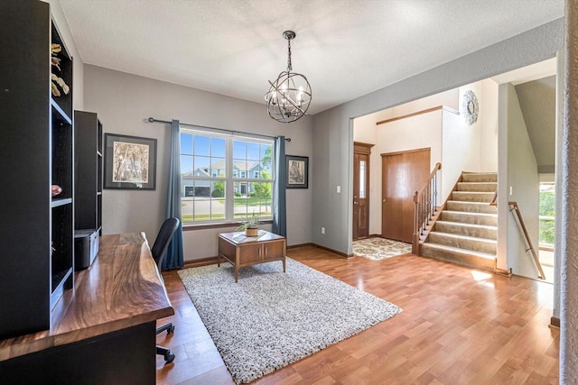 739 Pinehurst Dr, Mukwonago, WI 53149 - office featuring a chandelier and wood finished floors
