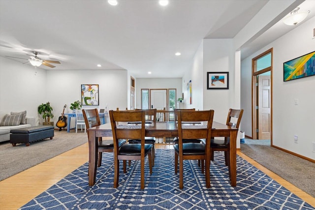 705 E Mason Dr, Edgerton, WI 53534 - dining space featuring recessed lighting, a ceiling fan, and wood finished floors