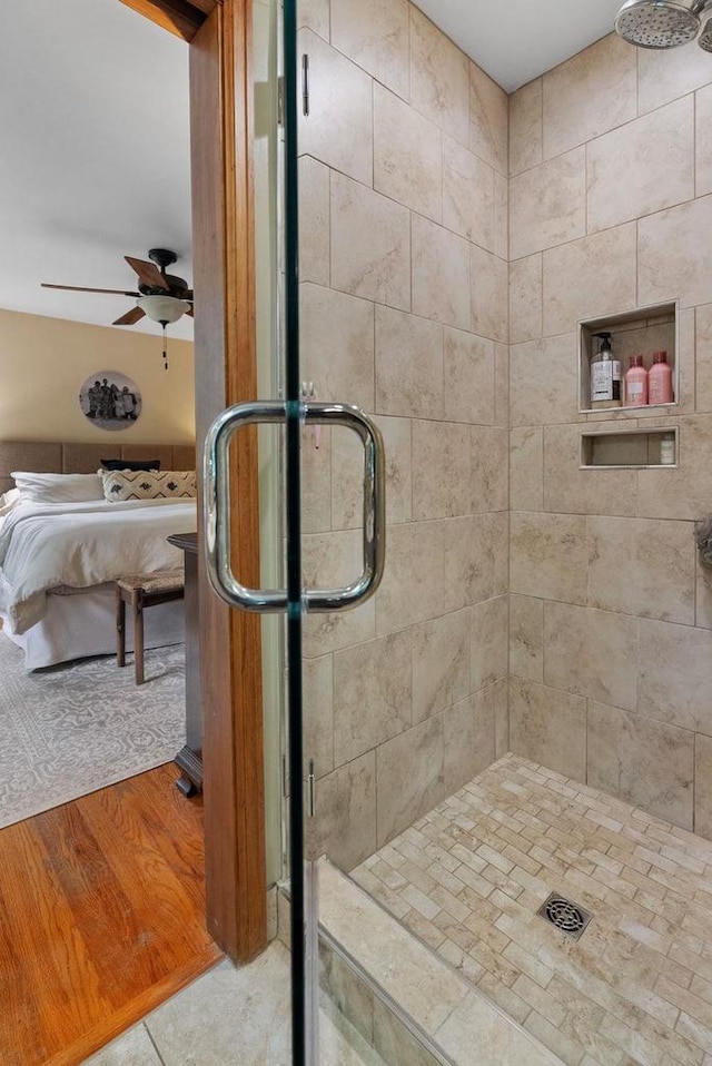 5026 Coney Weston Pl, Madison, WI 53711 - full bathroom featuring a stall shower and a ceiling fan