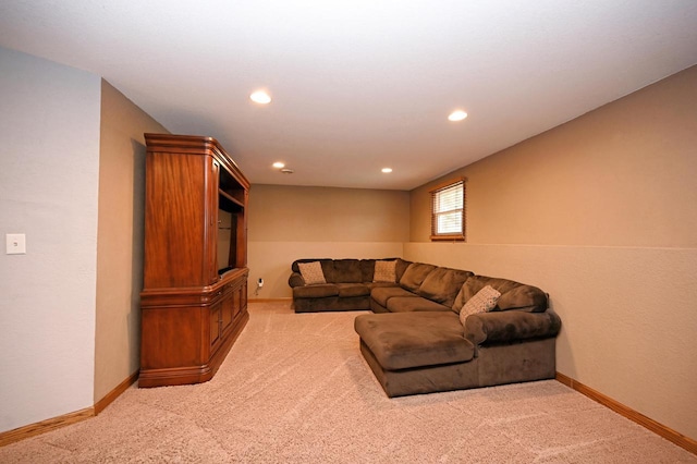 W355N5843 Bridle Ln, Oconomowoc, WI 53066 - living area featuring light carpet and recessed lighting