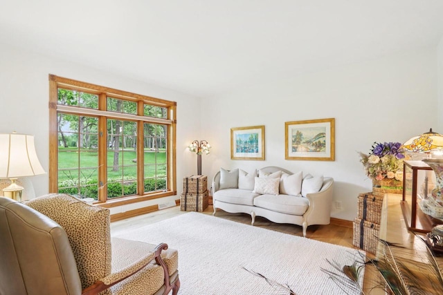 W332S9291 Red Brae Dr, Mukwonago, WI 53149 - living room featuring baseboards and wood finished floors