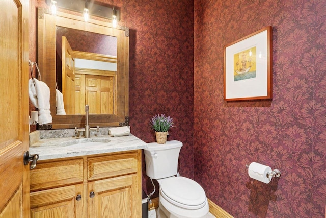 W332S9291 Red Brae Dr, Mukwonago, WI 53149 - bathroom with vanity and wallpapered walls