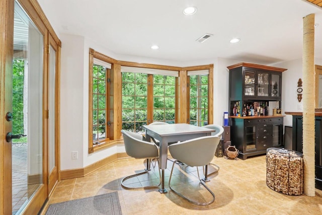 W332S9291 Red Brae Dr, Mukwonago, WI 53149 - dining area with recessed lighting and tile patterned flooring
