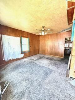 807 Charles St, La Crosse, WI 54603 - spare room featuring wood walls and a ceiling fan