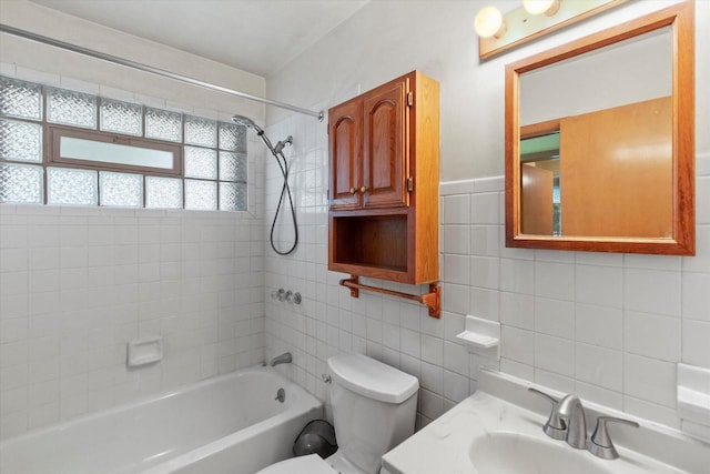 3669 S Quincy Ct, Milwaukee, WI 53207 - full bath featuring tile walls, bathing tub / shower combination, and vanity