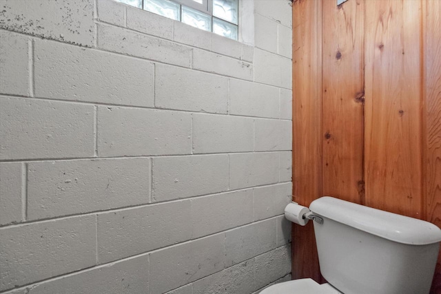 3669 S Quincy Ct, Milwaukee, WI 53207 - bathroom with toilet and concrete block wall