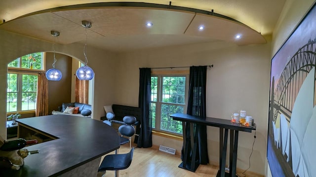 N100W17560 Whitetail Run, Germantown, WI 53022 - office area featuring wood finished floors, recessed lighting, and arched walkways
