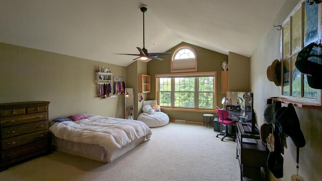 N100W17560 Whitetail Run, Germantown, WI 53022 - carpeted bedroom featuring lofted ceiling, a desk, and ceiling fan