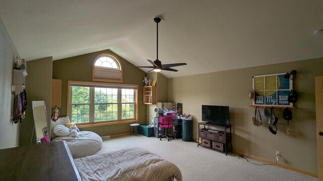 N100W17560 Whitetail Run, Germantown, WI 53022 - bedroom featuring vaulted ceiling, carpet, and a ceiling fan