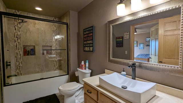 N100W17560 Whitetail Run, Germantown, WI 53022 - full bath featuring ceiling fan, vanity, combined bath / shower with glass door, and recessed lighting