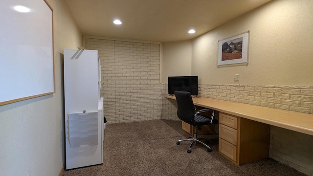 N100W17560 Whitetail Run, Germantown, WI 53022 - office area featuring carpet flooring, recessed lighting, and built in desk