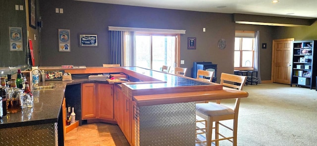 4830 Parkview Rd, Waterford, WI 53185 - bar with plenty of natural light, light carpet, and recessed lighting
