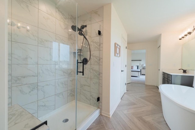 N56W24235 Torrey Pines Ln, Sussex, WI 53089 - ensuite bathroom with a freestanding tub, a stall shower, and vanity