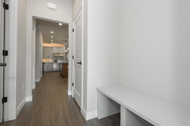 20900 Gray St, Lannon, WI 53046 - mudroom featuring dark wood finished floors and recessed lighting