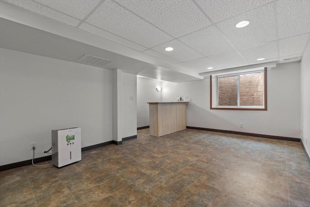 4410 N 107th St, Milwaukee, WI 53225 - basement with bar, a paneled ceiling, and recessed lighting